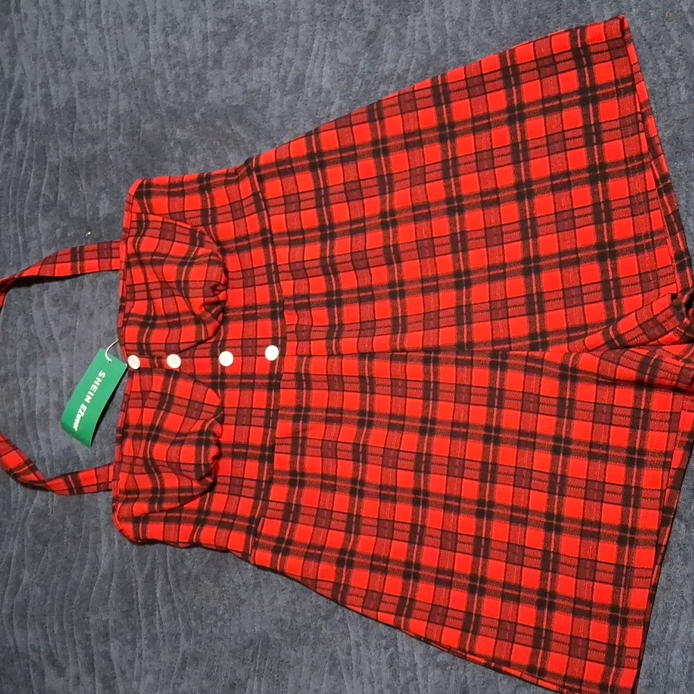 Red and black romper